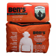 An orange bag with a bug net jacket inside on a white background