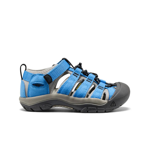 keen kids close toe sandal light blue with light grey and dark gray sole and ascents  
