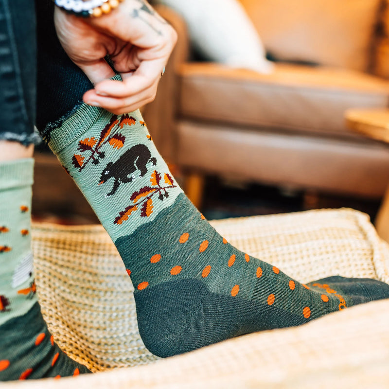 Women's Wild Life Crew Lightweight Lifestyle Socks | Forest