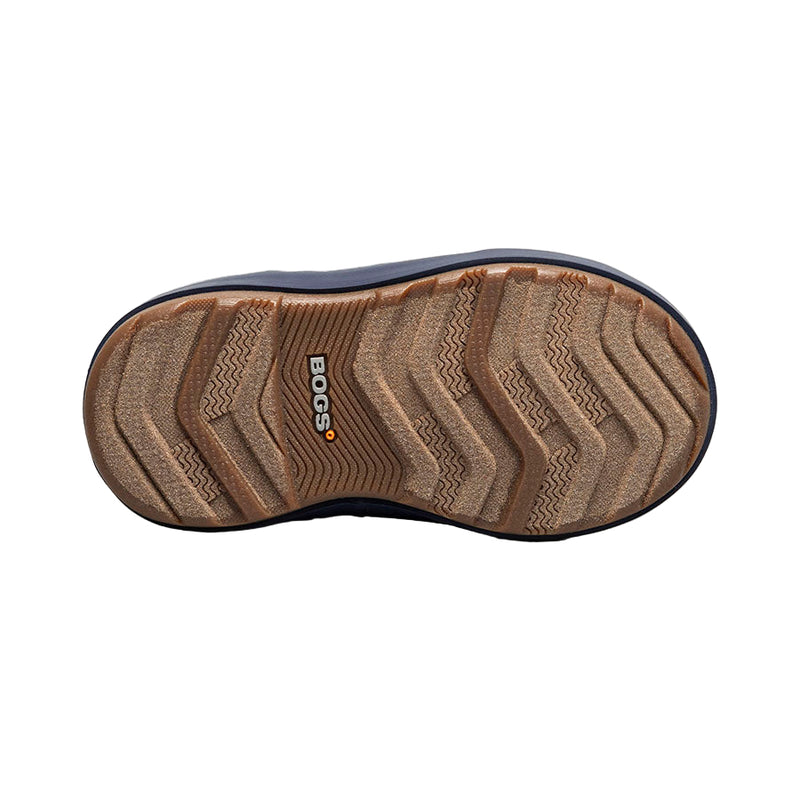 Close-up of a shoe sole with a brand logo on a white background