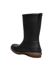 Black rubber boot on a white background