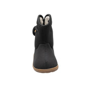 Black boot with brown sole on a white background