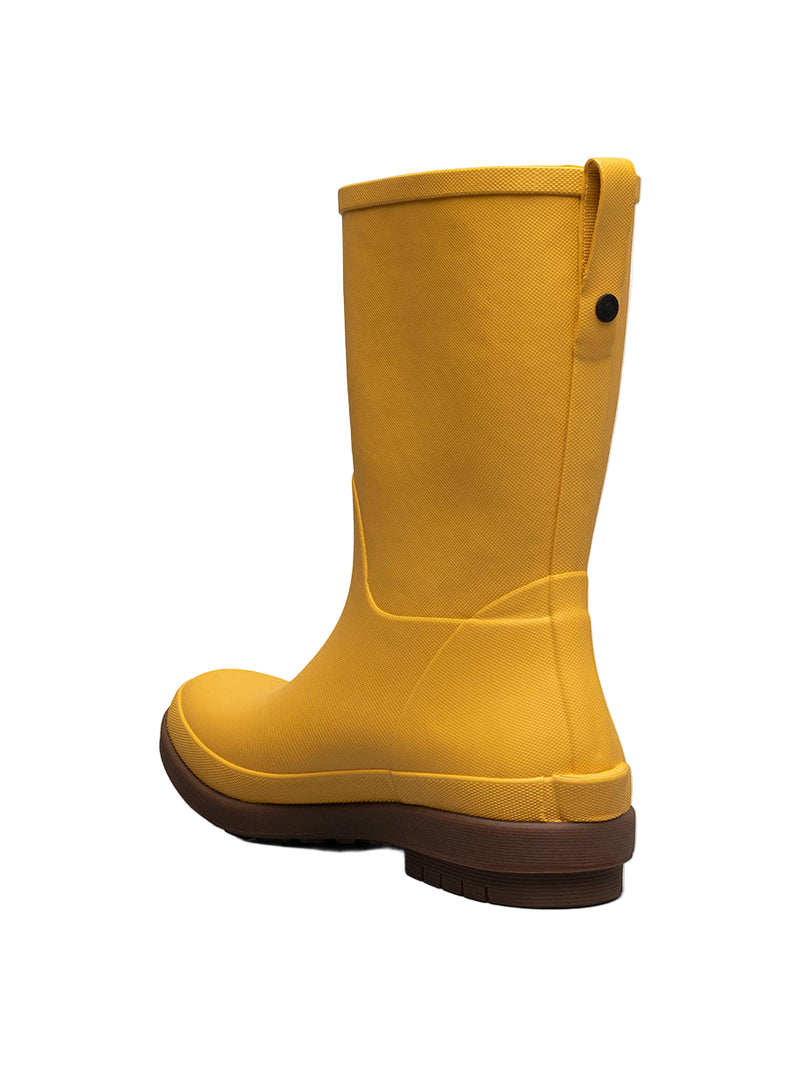 Yellow rain boot on a white background