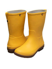 Pair of yellow rubber boots on a white background