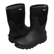 Pair of black rubber boots on a white background
