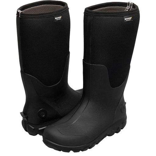 Pair of black rubber boots on a white background