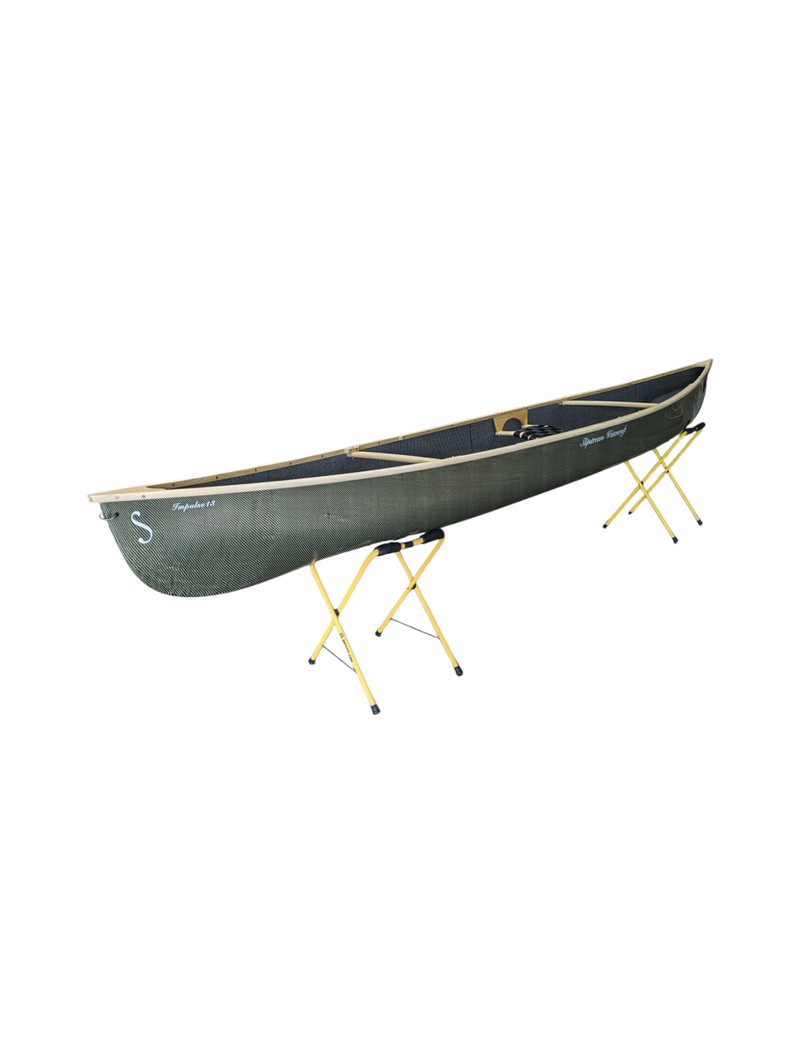 Impulse 13 Kevlar-Carbon Hybrid Vacuum Infused Canoe with Stronghold Gunwales and Bulkhead Flotation