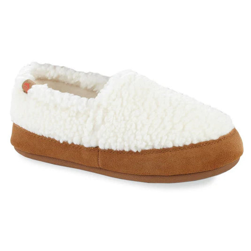 A white fuzzy slipper on a white background