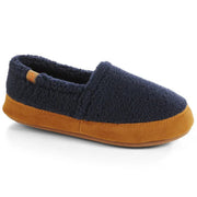 A fuzzy blue slipper on a white background