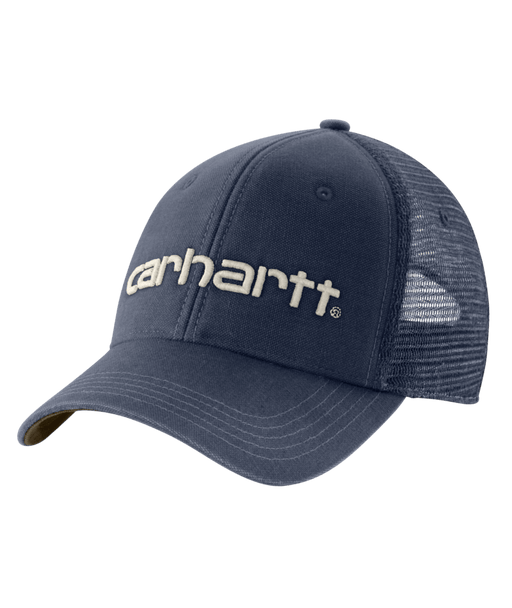 A blue cap with a white Carhartt logo on a white background