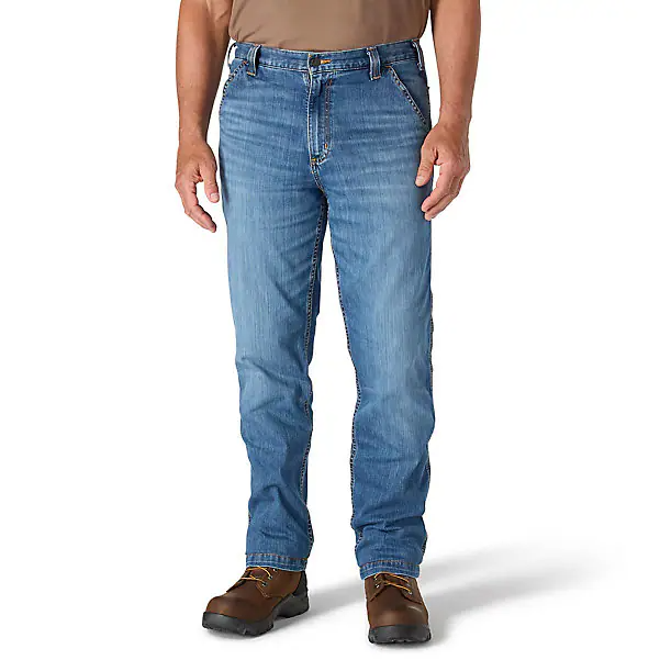 Person wearing blue jeans on a white background