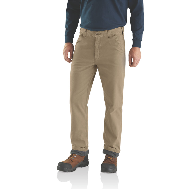 Carhartt Mens Rugged Flex Rigby Dungaree Knit Lined Pant | Dark Khaki