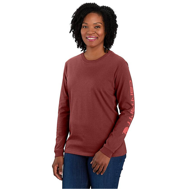 Women's Loose Fit Heavyweight Long-Sleeve Logo Sleeve Graphic T-Shirt | Barnwood