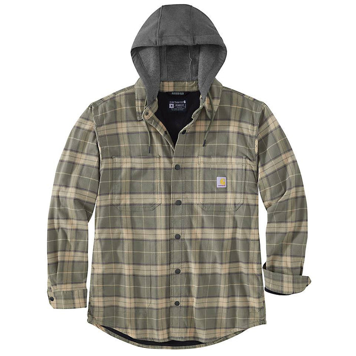 Men's Rugged Flex® Relaxed Fit Flannel Fleece-Lined Hooded Shirt Jac