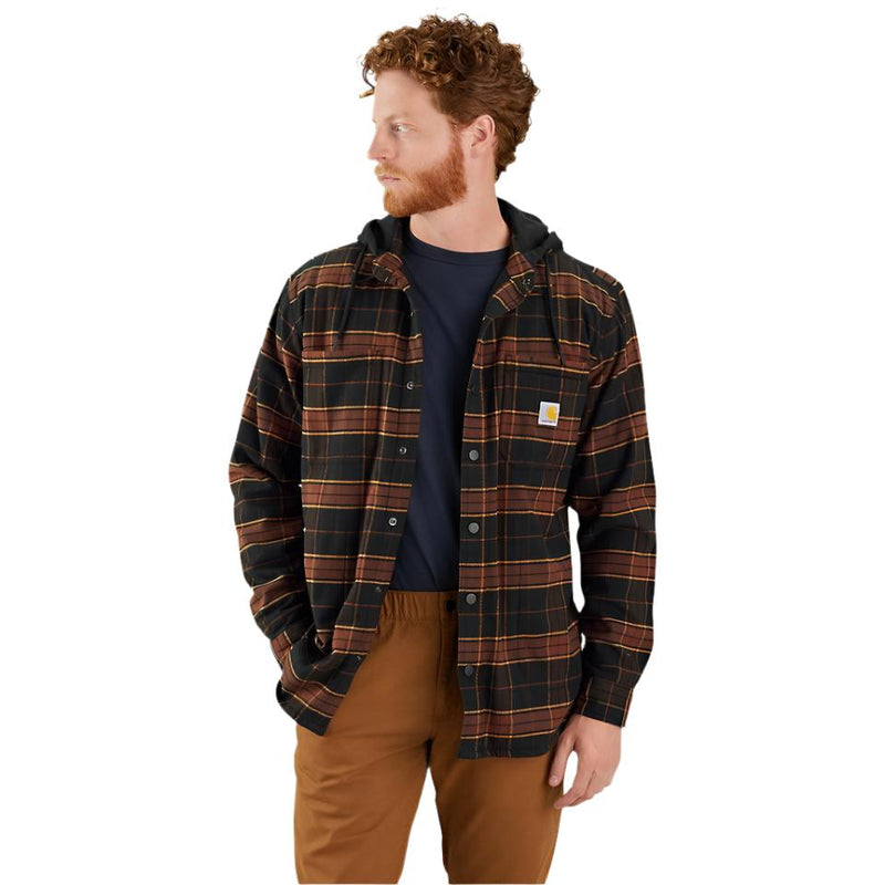 Men's Rugged Flex® Relaxed Fit Flannel Fleece-Lined Hooded Shirt Jac