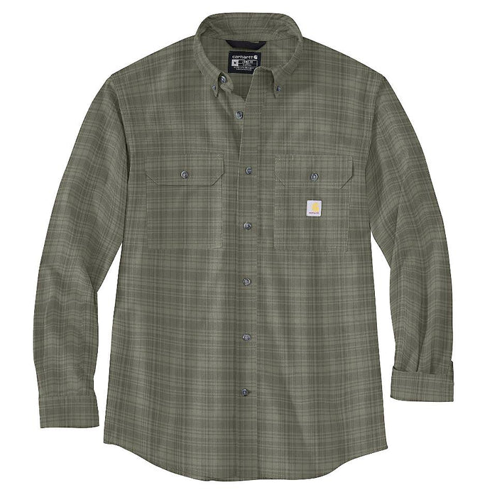 Men's Big & Tall Loose Fit Midweight Chambray Long-Sleeve Plaid Shirt