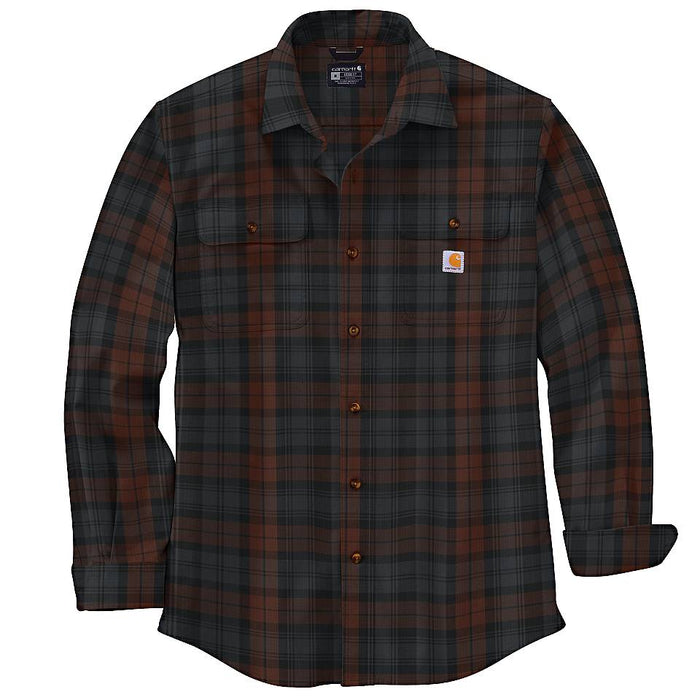 Men's Loose Fit Heavyweight Flannel Long-Sleeve Plaid Shirt