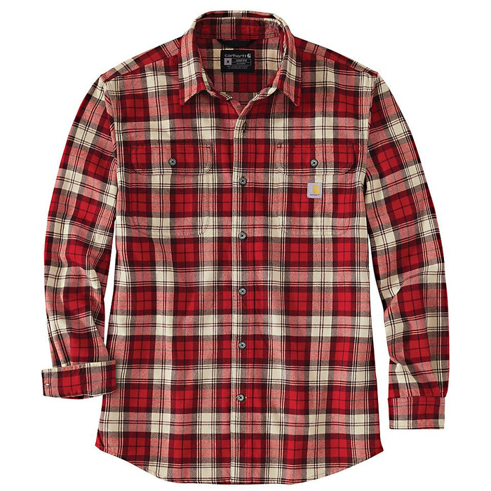 Men's Loose Fit Heavyweight Flannel Long-Sleeve Plaid Shirt