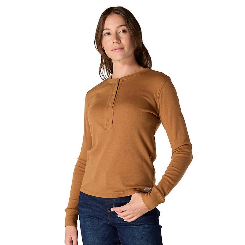 Women's TENCEL™ Fiber Series Relaxed Fit Long-Sleeve Ribbed Henley | Carhartt Brown