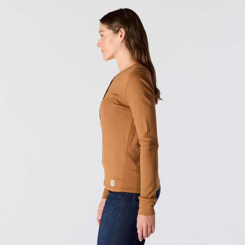 Women's TENCEL™ Fiber Series Relaxed Fit Long-Sleeve Ribbed Henley | Carhartt Brown