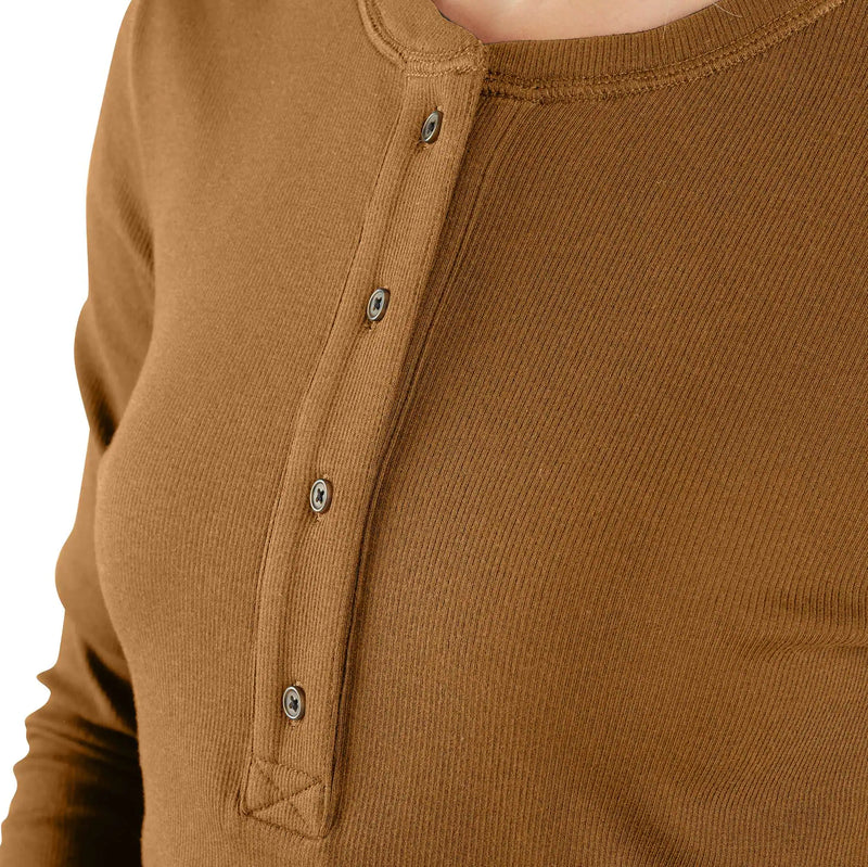 Women's TENCEL™ Fiber Series Relaxed Fit Long-Sleeve Ribbed Henley | Carhartt Brown
