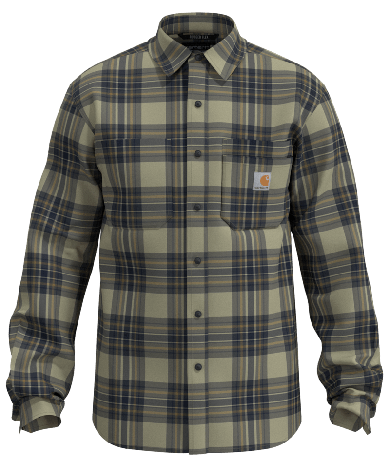 Rugged Flex™ Relaxed Fit Midweight Flannel Long-Sleeve Plaid Shirt | Faded Fatigue