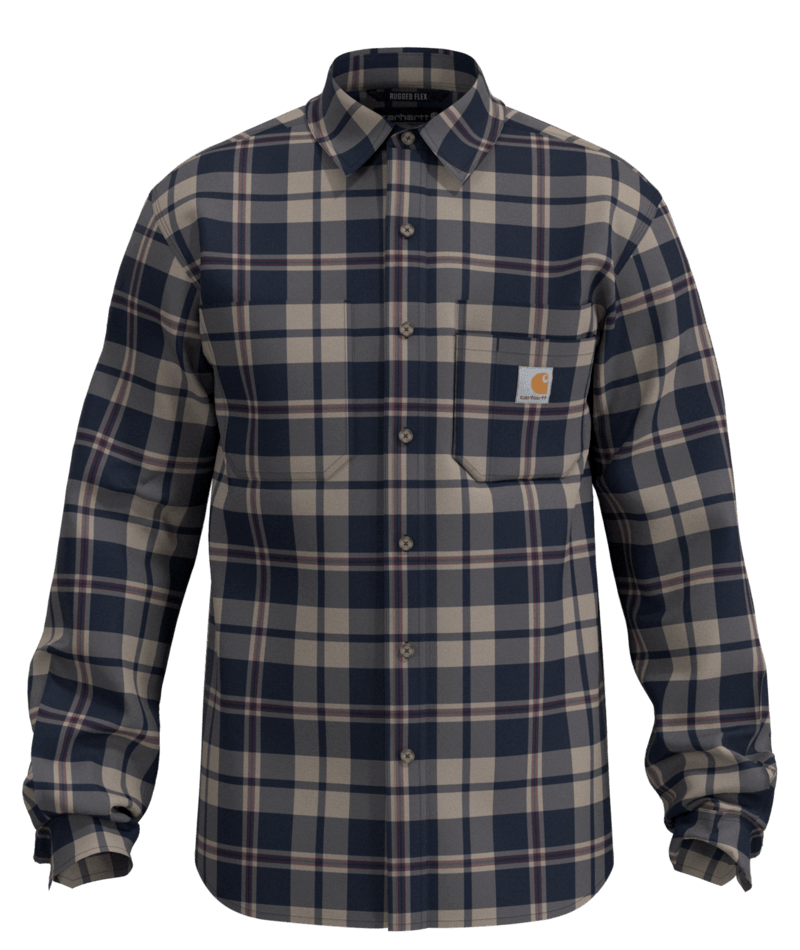 Rugged Flex™ Relaxed Fit Midweight Flannel Long-Sleeve Plaid Shirt | Navy