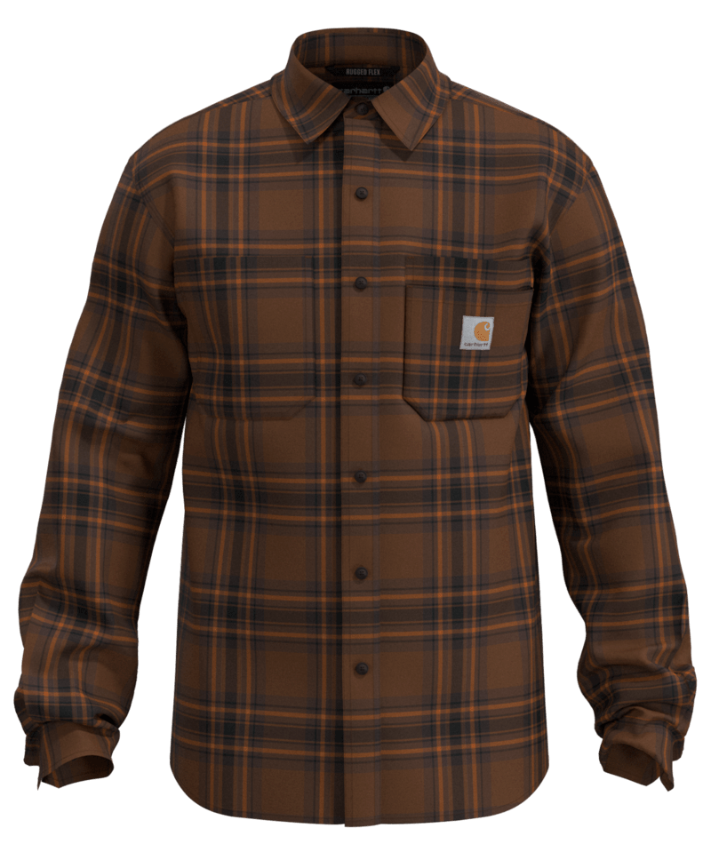 Rugged Flex™ Relaxed Fit Midweight Flannel Long-Sleeve Plaid Shirt | Red Duck