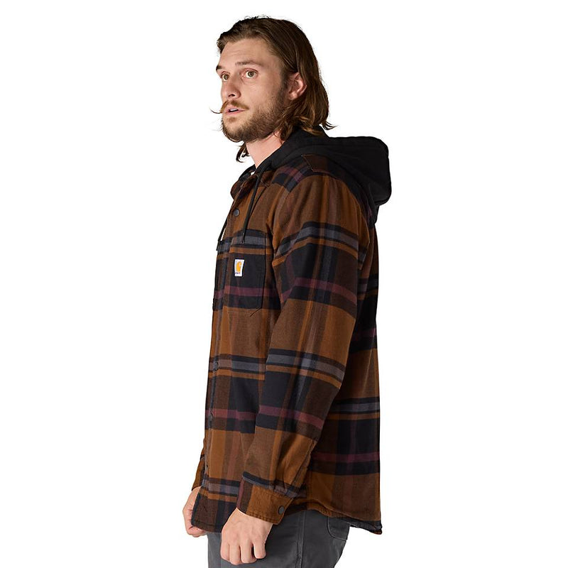 Men's Rugged Flex® Relaxed Fit Flannel Fleece Lined Hooded Shirt Jac | Black
