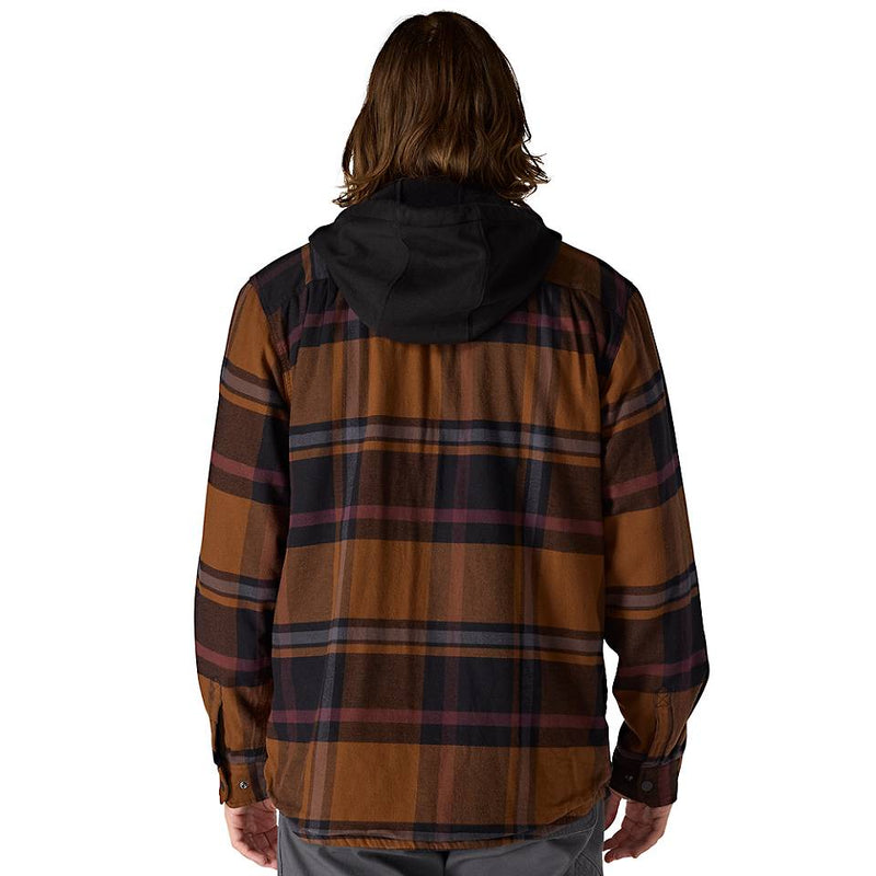 Men's Rugged Flex® Relaxed Fit Flannel Fleece Lined Hooded Shirt Jac | Black