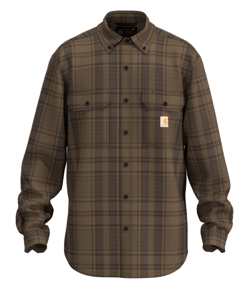 Loose Fit Midweight Chambray Long-Sleeve Plaid Shirt | Dark Clove