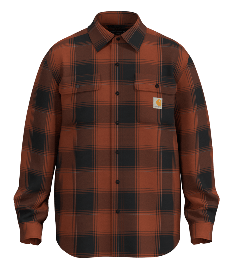 Loose Fit Heavyweight Flannel Long-Sleeve Plaid Shirt | Homestead Red