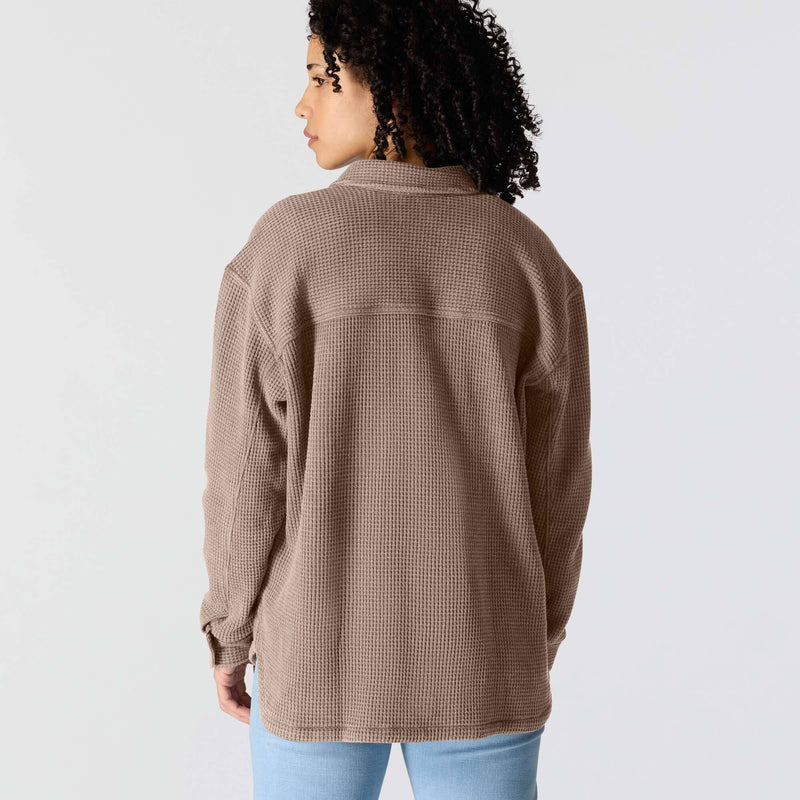 Women's Oversized-Fit Heavyweight Waffle Knit Shirt | Sepia