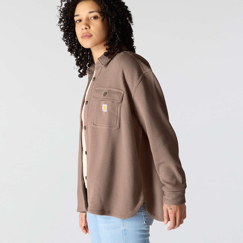 Women's Oversized-Fit Heavyweight Waffle Knit Shirt | Sepia