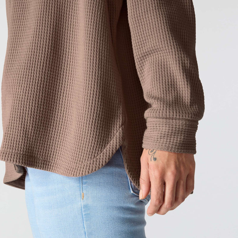 Women's Oversized-Fit Heavyweight Waffle Knit Shirt | Sepia