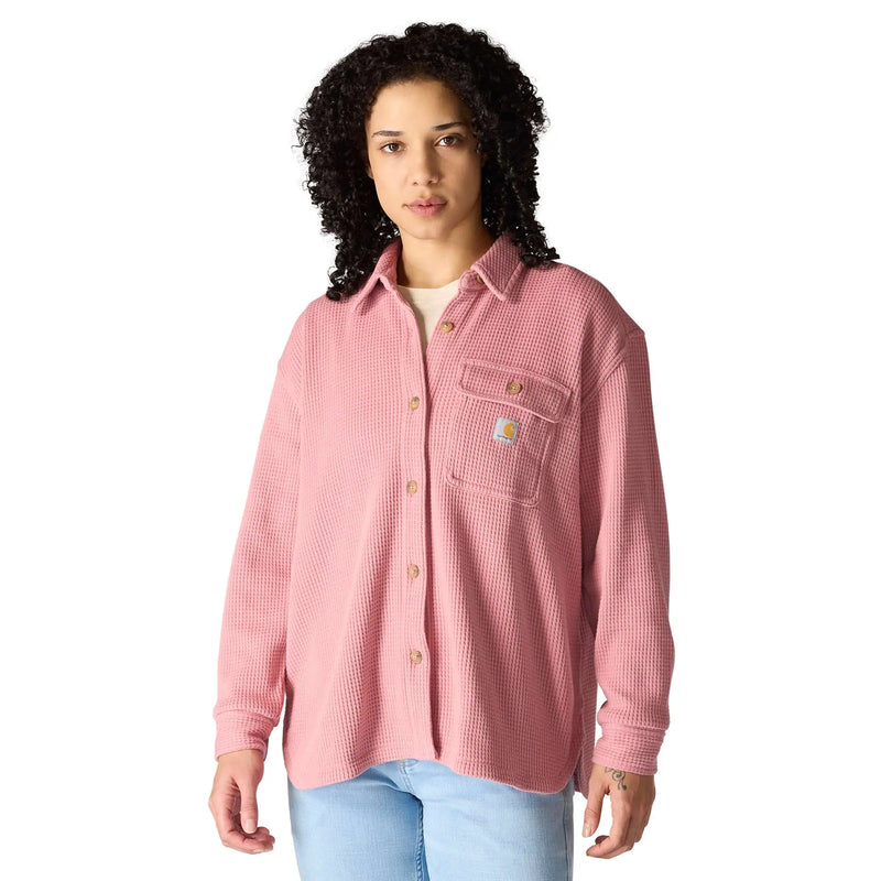 Women's Oversized-Fit Heavyweight Waffle Knit Shirt | Rose Tint