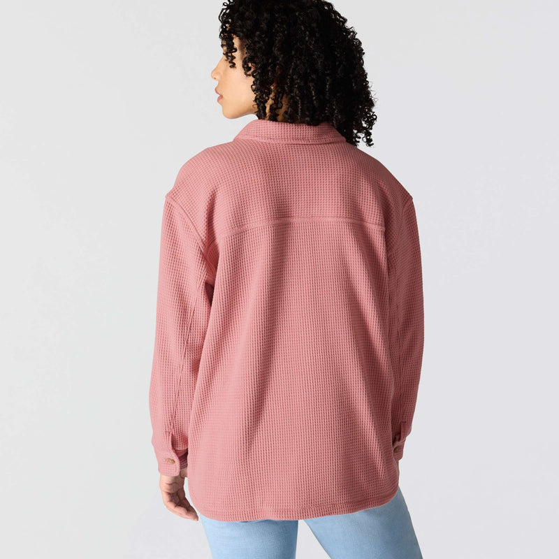 Women's Oversized-Fit Heavyweight Waffle Knit Shirt | Rose Tint