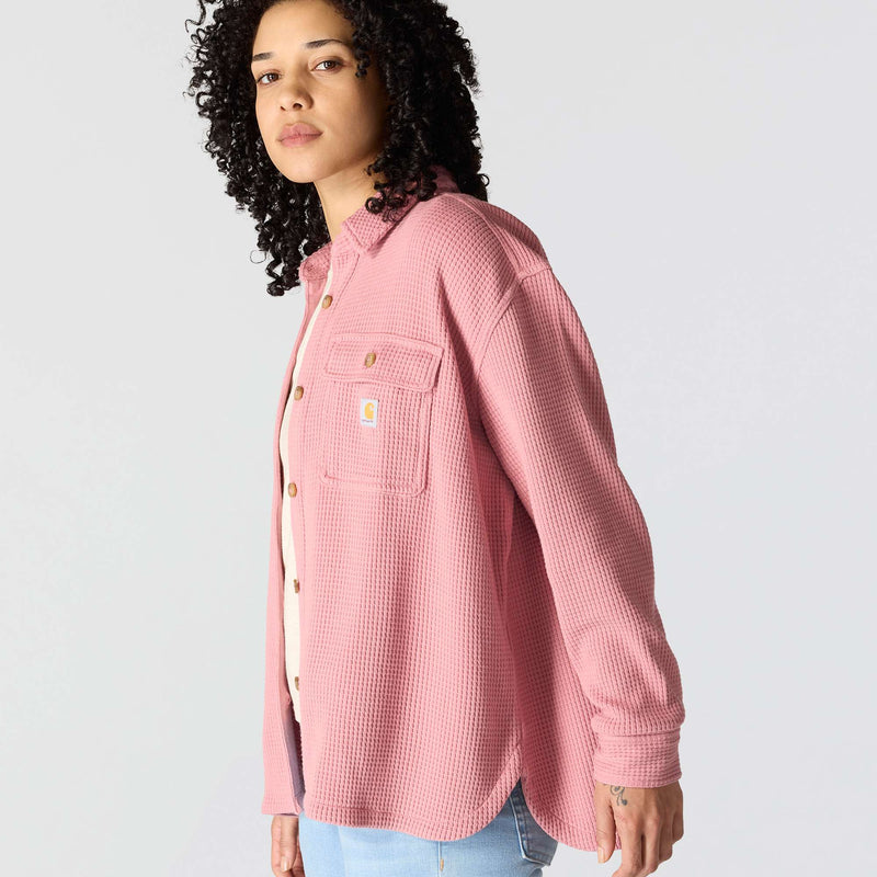 Women's Oversized-Fit Heavyweight Waffle Knit Shirt | Rose Tint
