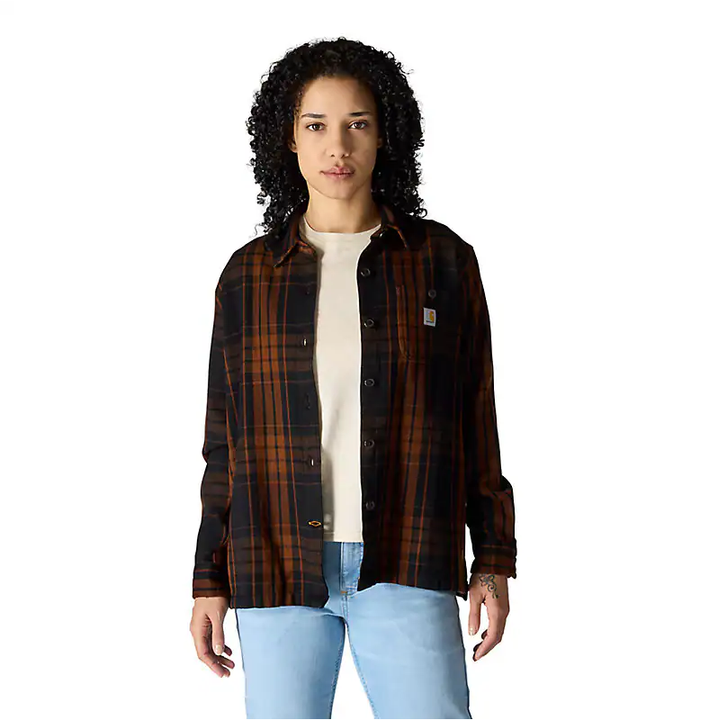 Women's TENCEL™ Fiber Series Loose Fit Twill Plaid Shirt | Black