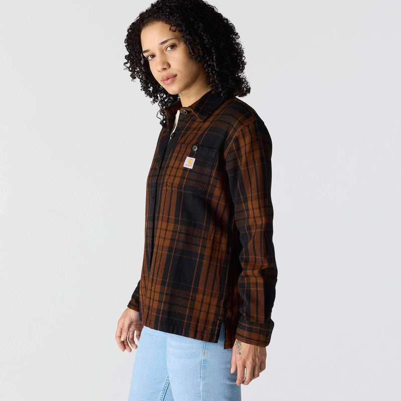 Women's TENCEL™ Fiber Series Loose Fit Twill Plaid Shirt | Black