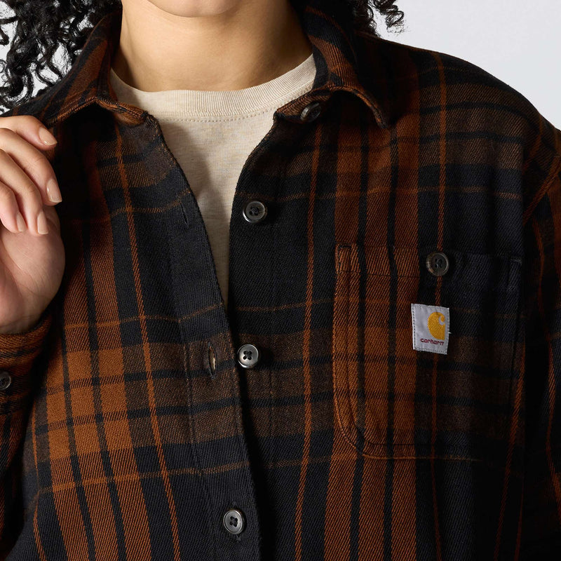 Women's TENCEL™ Fiber Series Loose Fit Twill Plaid Shirt | Black