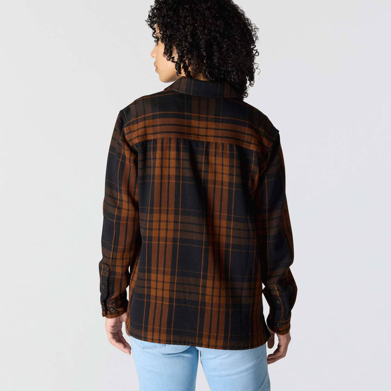 Women's TENCEL™ Fiber Series Loose Fit Twill Plaid Shirt | Black