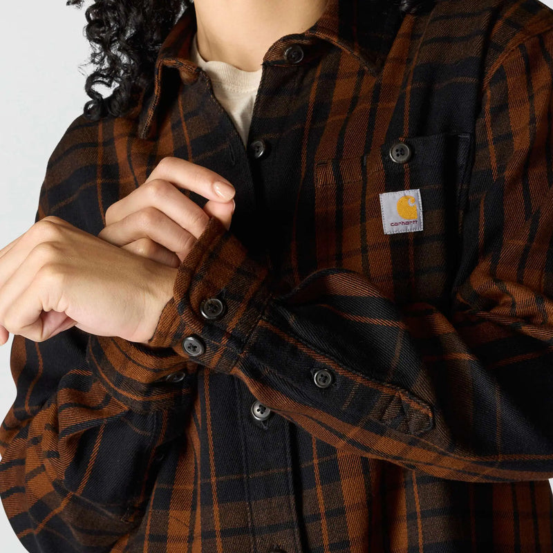 Women's TENCEL™ Fiber Series Loose Fit Twill Plaid Shirt | Black