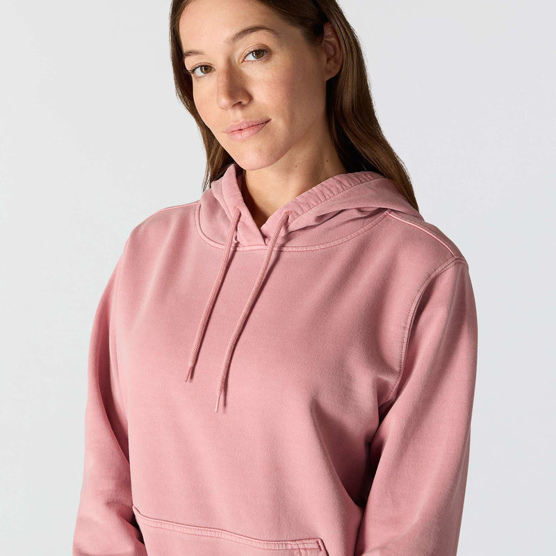 Women's Relaxed Fit Midweight Garment Dye French Terry Hooded Sweatshirt | Rose Tint
