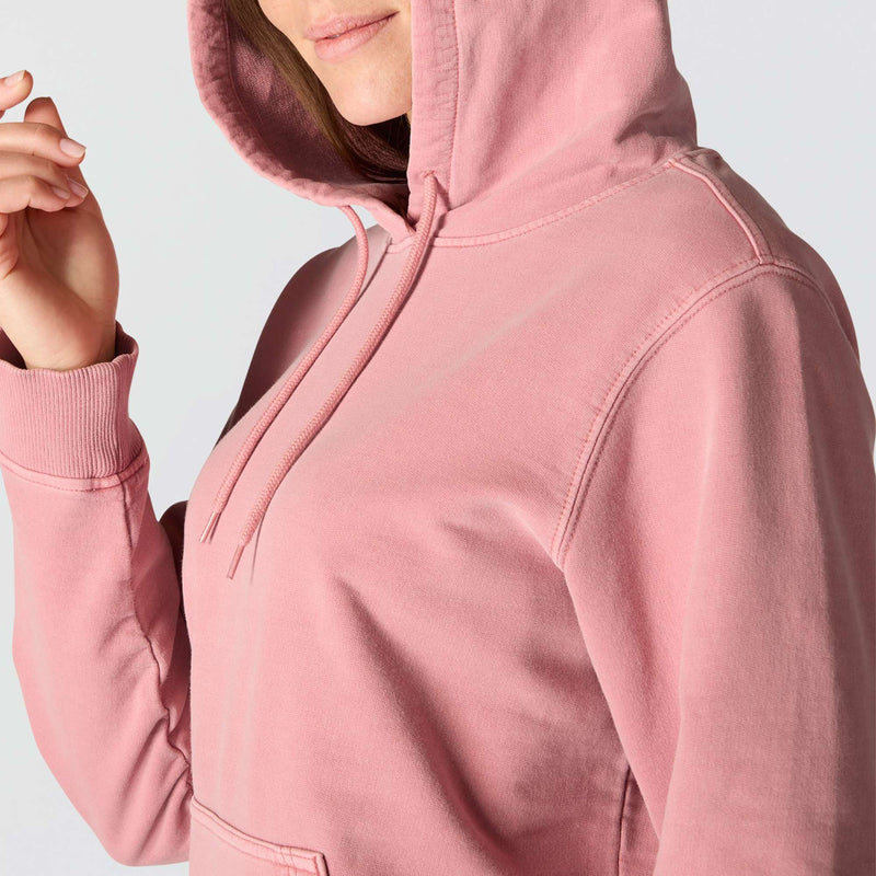 Women's Relaxed Fit Midweight Garment Dye French Terry Hooded Sweatshirt | Rose Tint