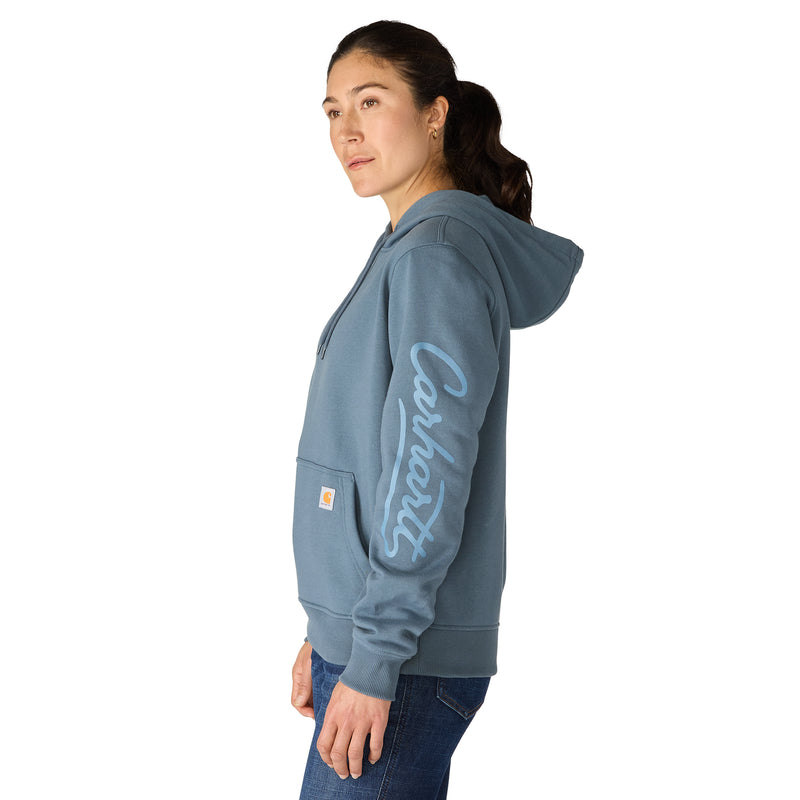 Women's Sawyer Script Logo Sleeve Sweatshirt | Iron Blue