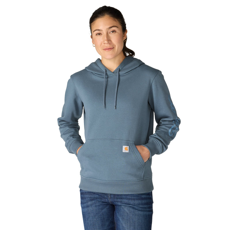 Women's Sawyer Script Logo Sleeve Sweatshirt | Iron Blue