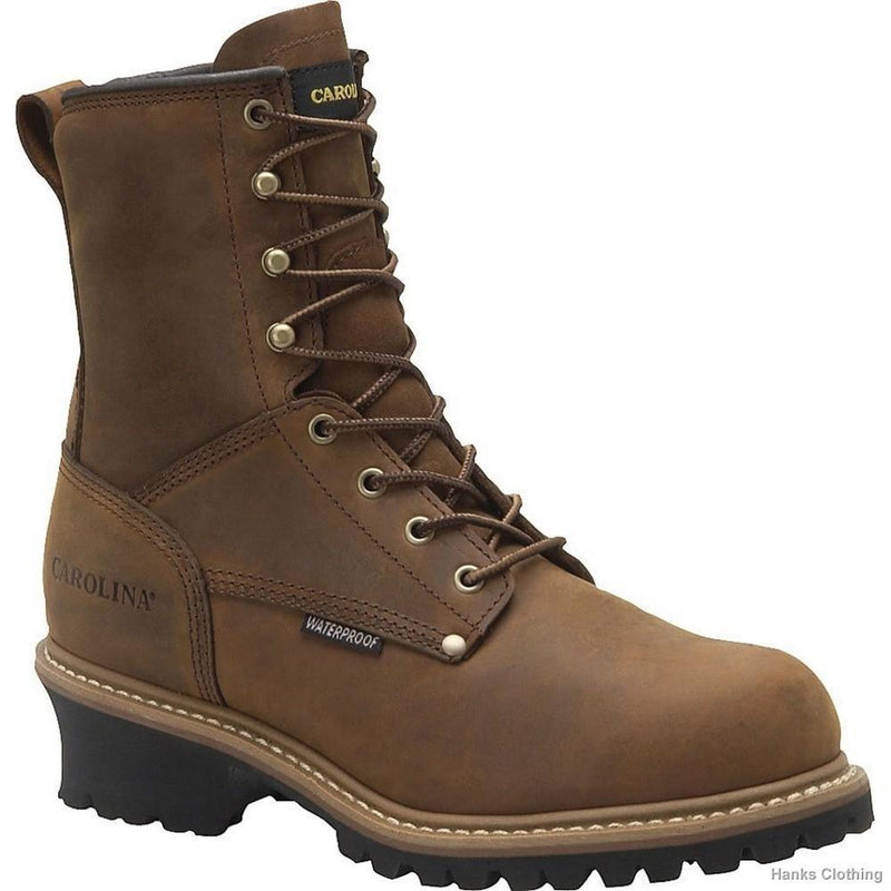 Men's 8" 600g Insulated Waterproof Plain Toe Logger | Brown