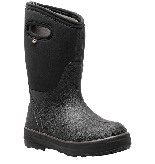 Black rubber boot on a white background
