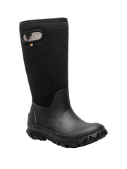 Black rubber boot on a white background